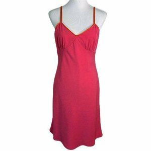 JANE HAMILL Vintage Pink Orange Trim Straps Dress